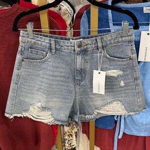 Annie Denim Light Wash Distressed Jean Shorts
